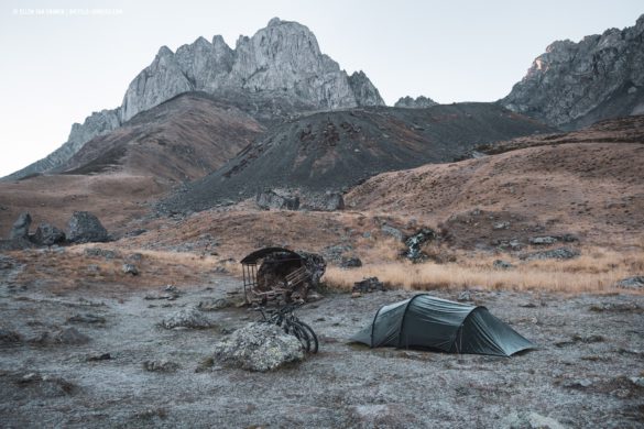 Camping at the bottom of the Chaukhi pass